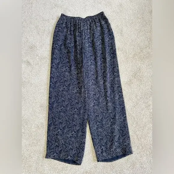Dana Buchman Vintage Silk Navy Blue Wide Leg Pants Size 12 - Picture 4 of 4